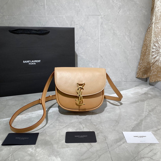 YSL5561240940 KAIA SMALL Saddle bag brown gold hardware 619740