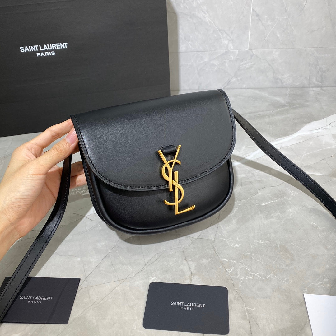 YSL5561240940 KAIA SMALL Saddle bag black gold hardware 619740