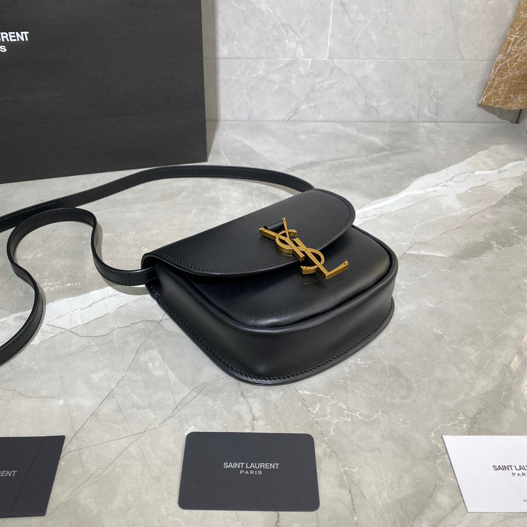 YSL5561240940 KAIA SMALL Saddle bag black gold hardware 619740