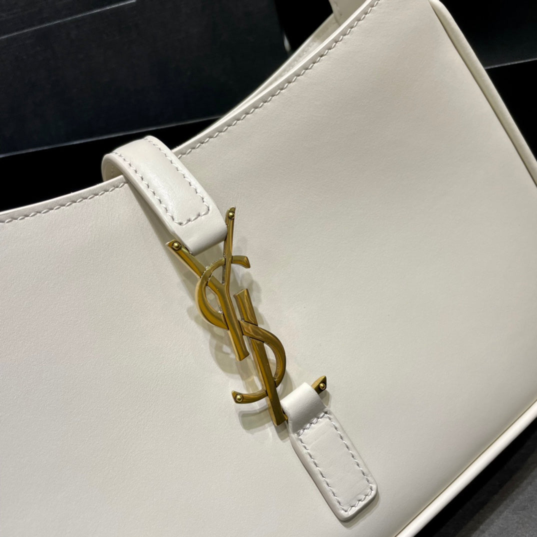 YS-L Subaxillary Bag WHITE Cowhide Leather Gold Hardware 657228