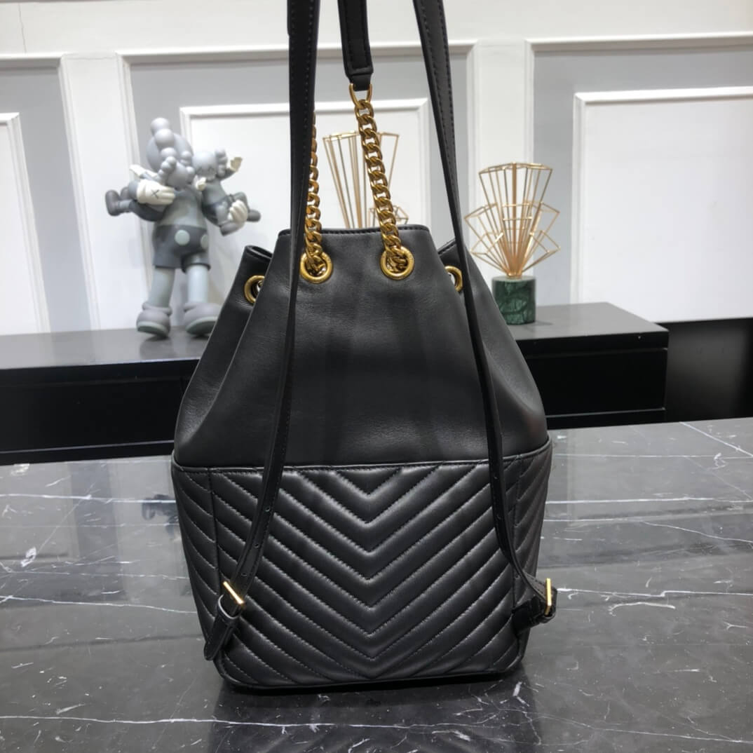 YSL 672609 backpack Leather black apricot white