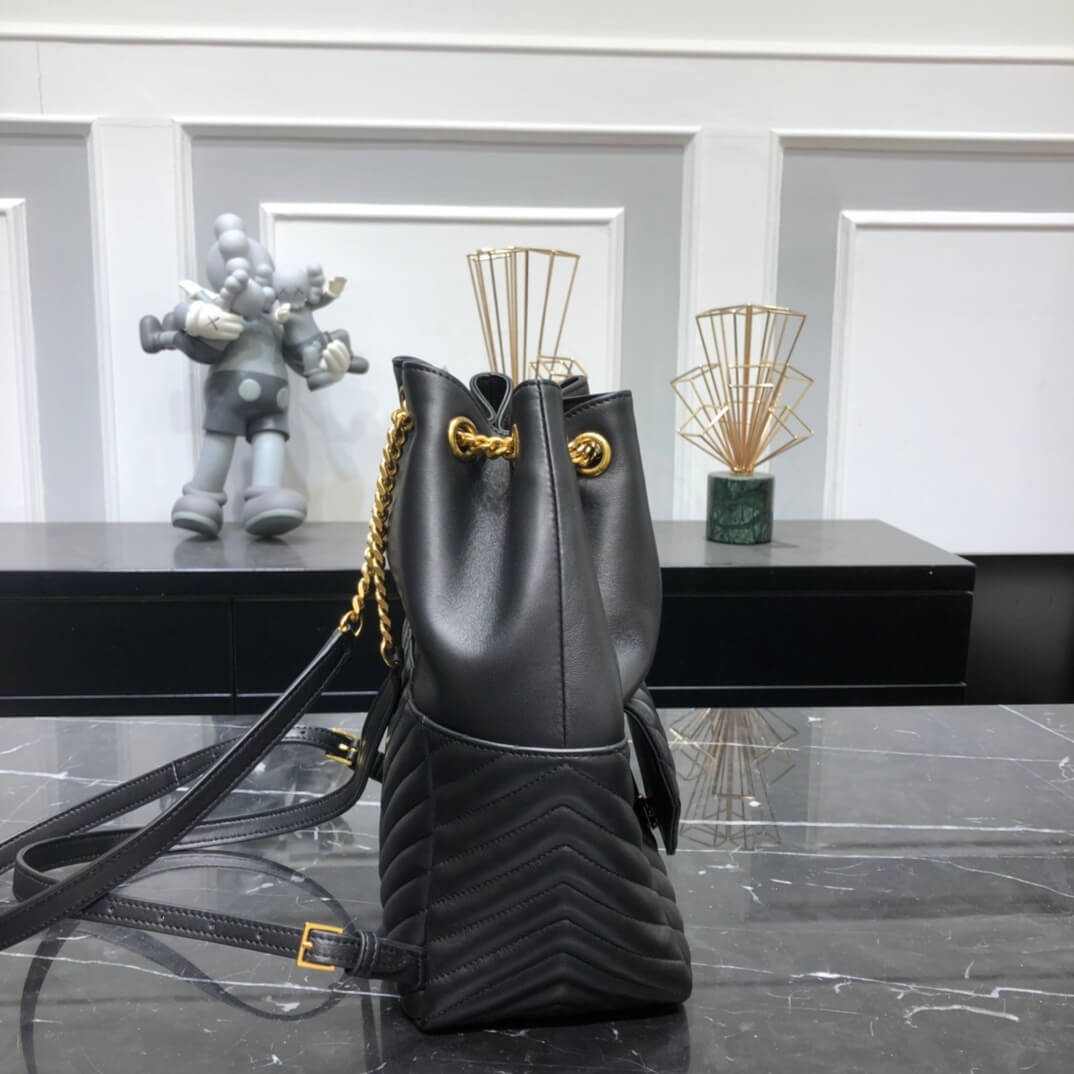 YSL 672609 backpack Leather black apricot white