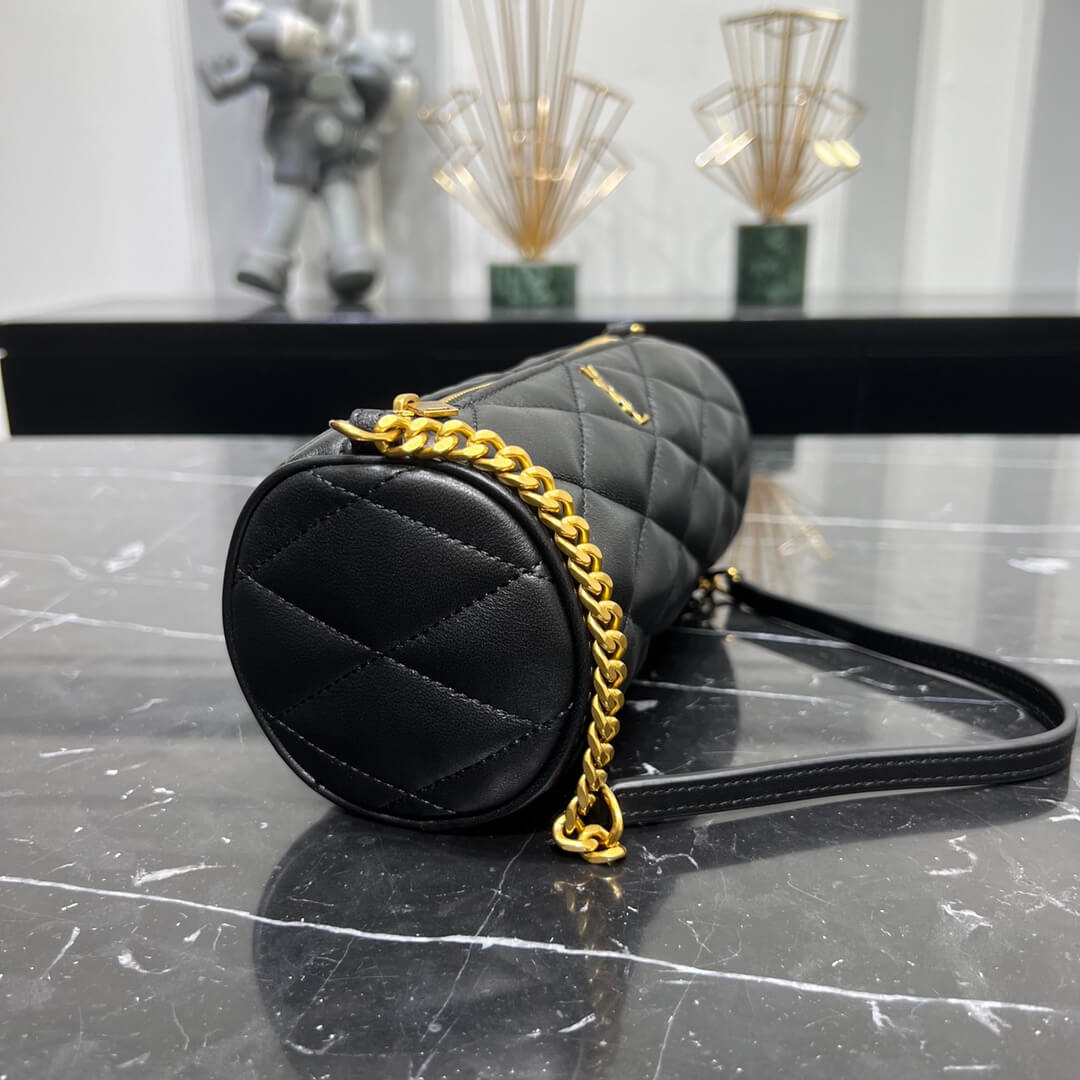 YSL Cross Body Bags Shoulder Bag black Leather Gold Chain Y-699703