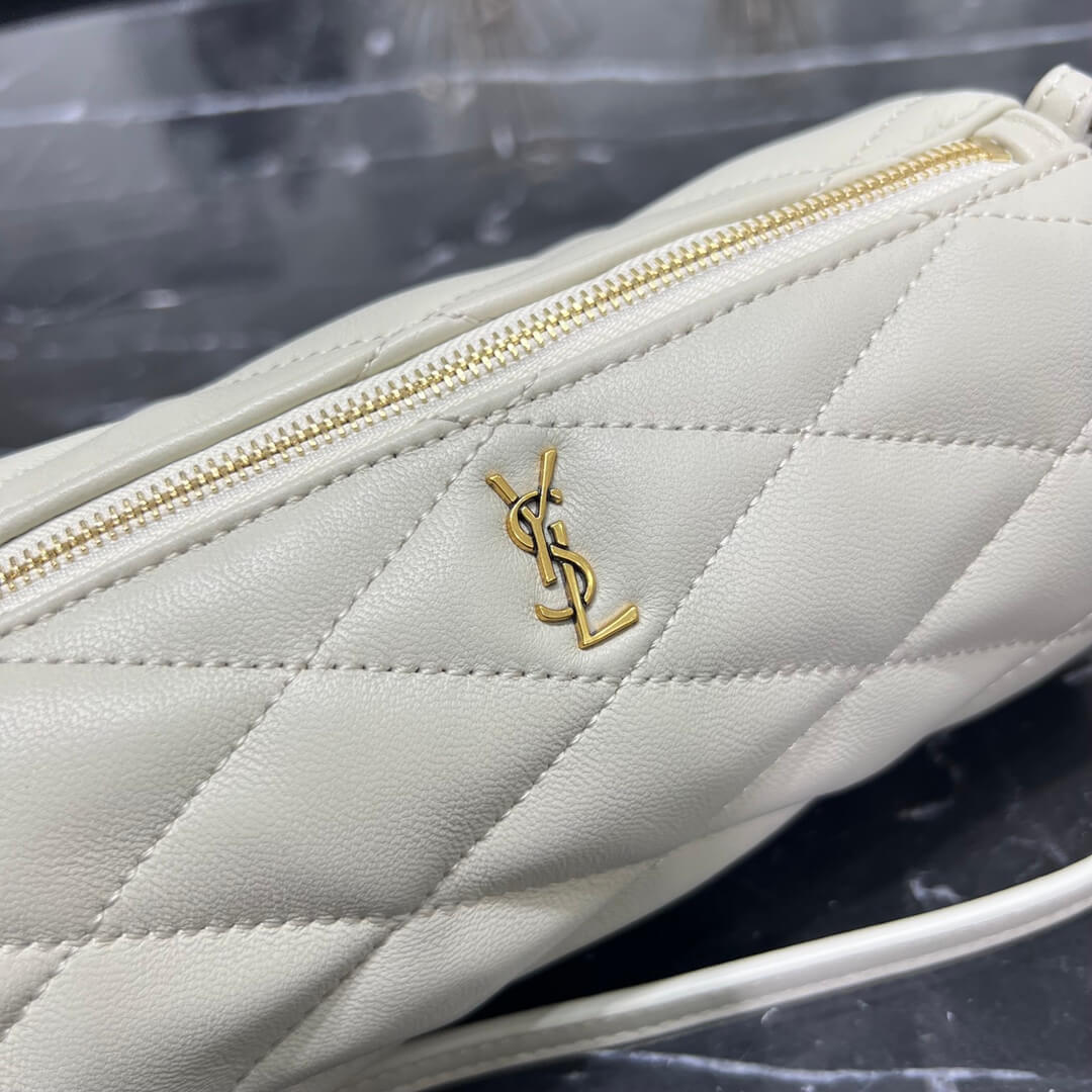 YSL Cross Body Bags Shoulder Bag White Leather Gold Chain Y-699703