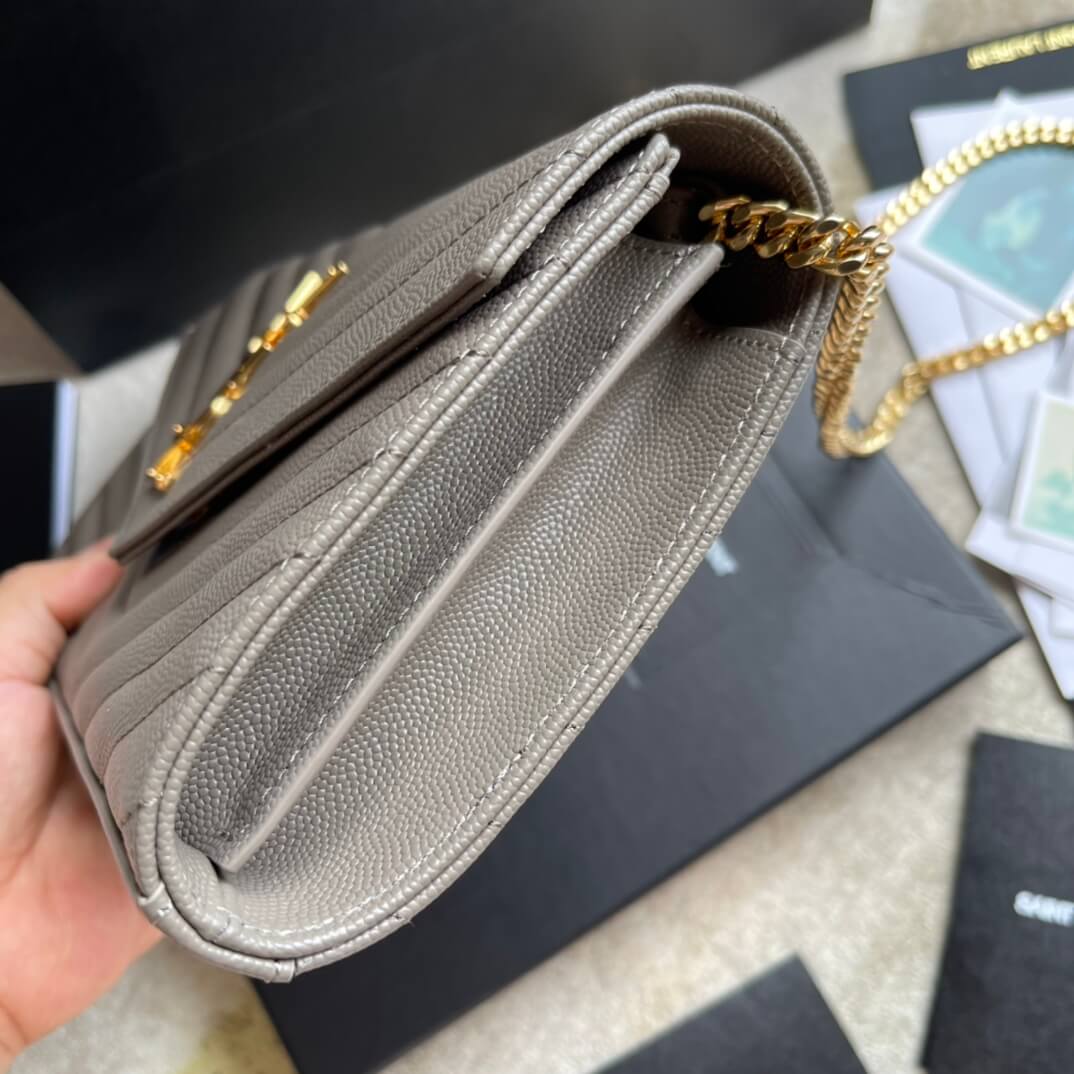 YS-L360452 shoulder bag grey Leather golden color