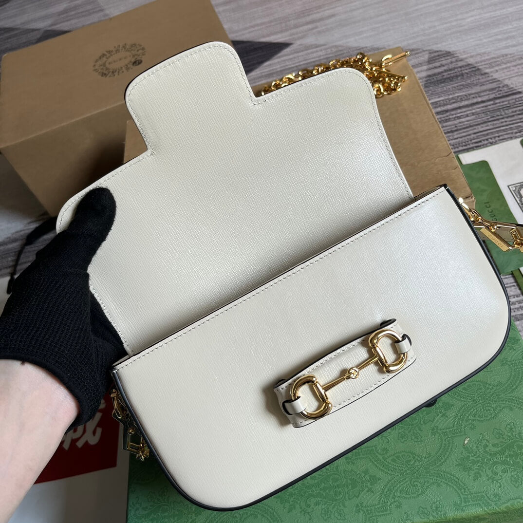 GC 735178 Horsebit 1955 shoulder bag 24CM white