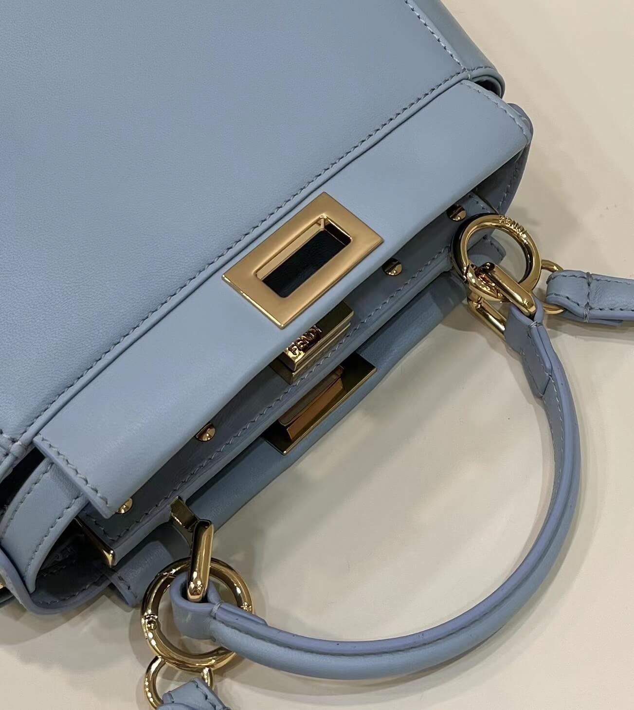 FD 8315 Peekaboo Mini blue leather bag 23cm