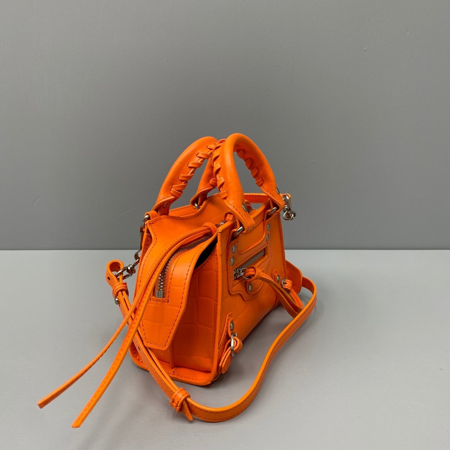 orange shoulder bag cowhide