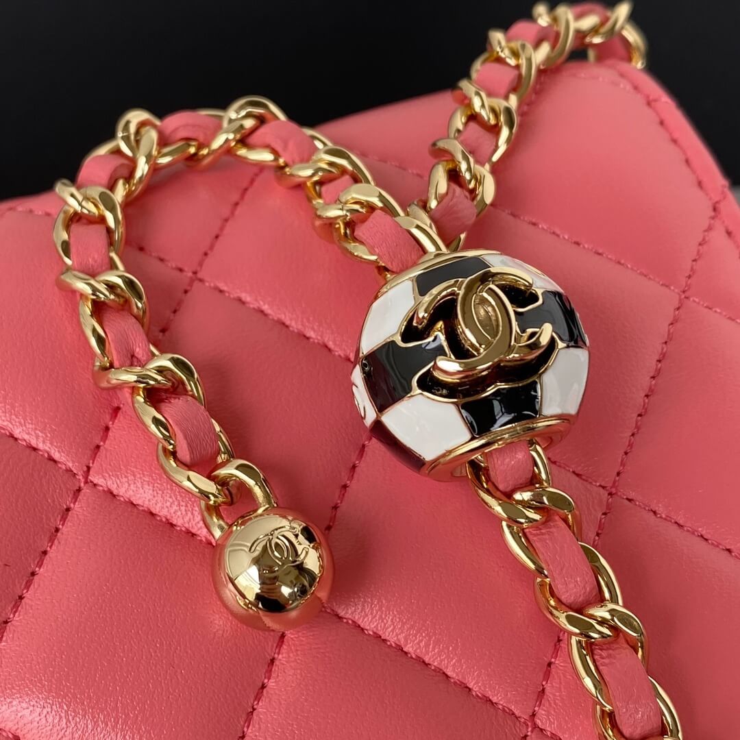 CHA AP1450 Wallet on chain shoulder bag rose red Lambskin