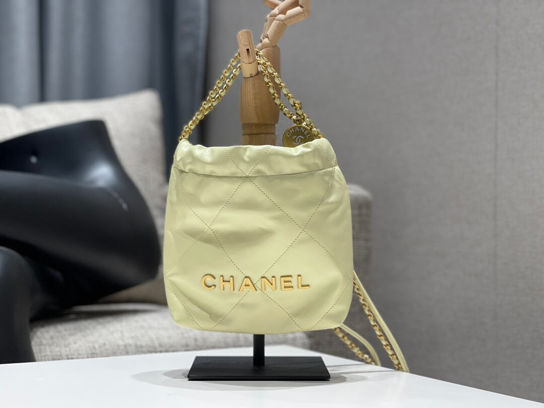 CHA AS3980 Chan 22 MINI Handbag Calfskin light yellow