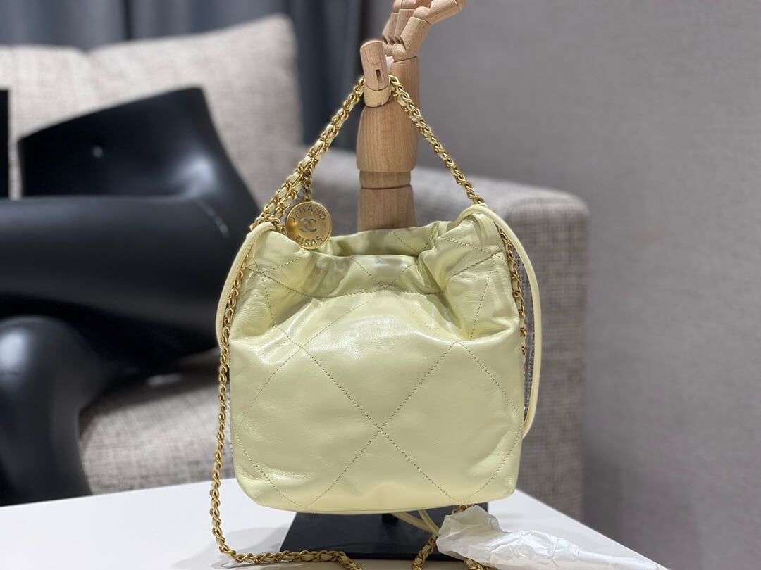 CHA AS3980 Chan 22 MINI Handbag Calfskin light yellow