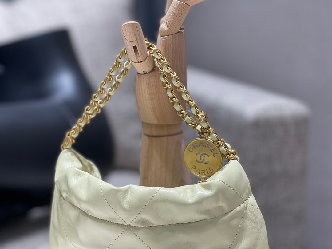 CHA AS3980 Chan 22 MINI Handbag Calfskin light yellow