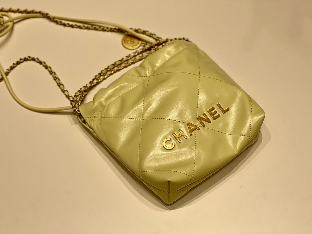 CHA AS3980 Chan 22 MINI Handbag Calfskin light yellow