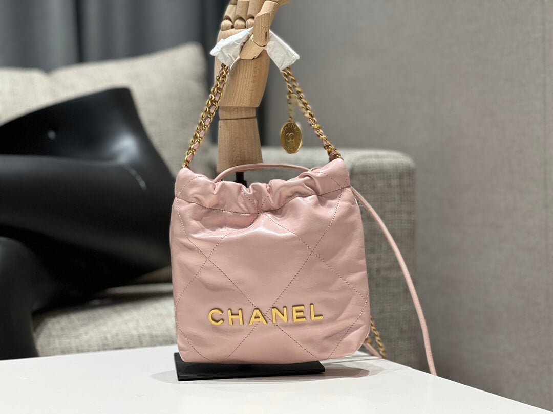 CHA AS3980 Chan 22 MINI Handbag Calfskin light pink