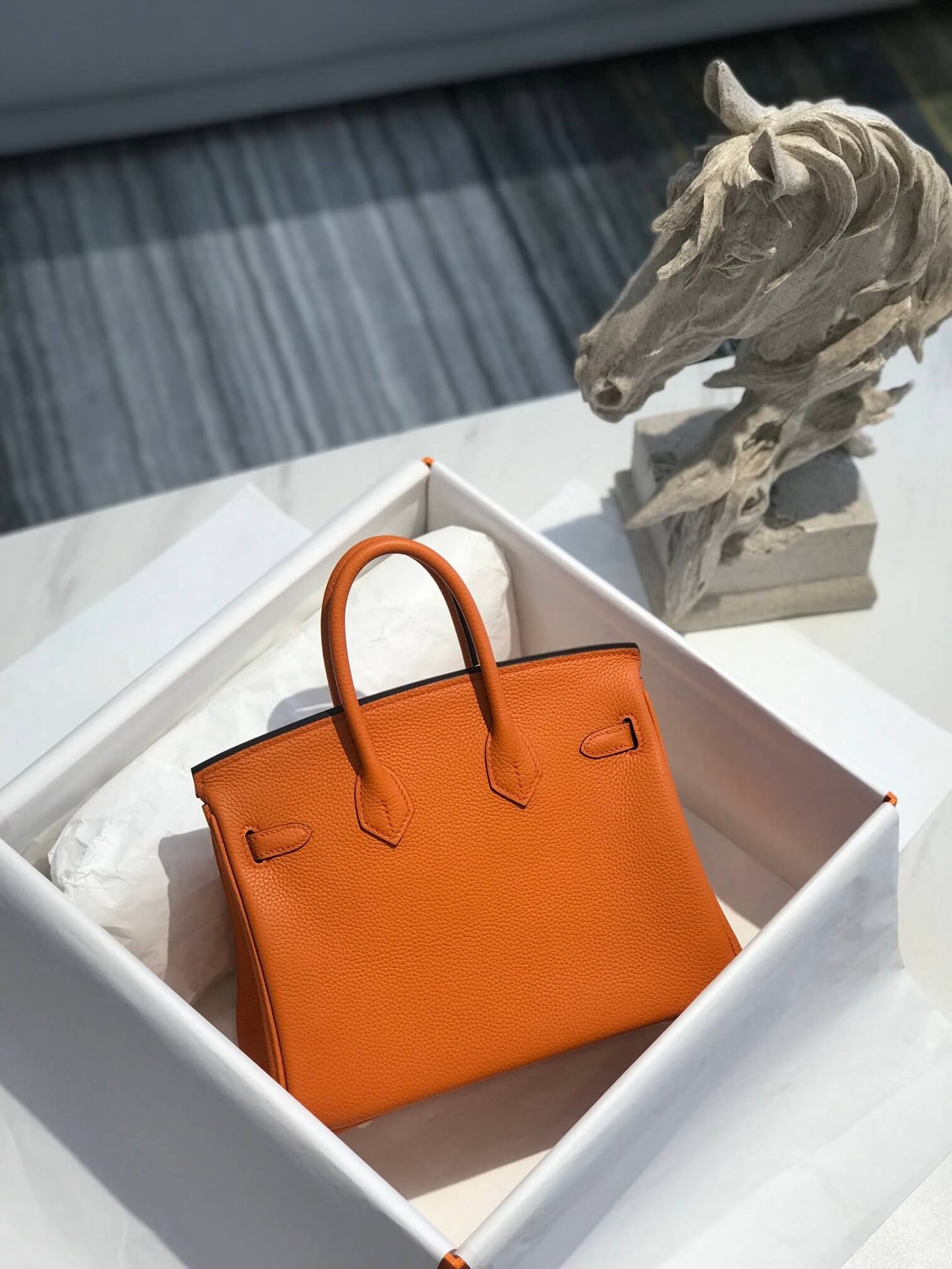 HM Birkin bag 25/30 togo leather orange gold hardware