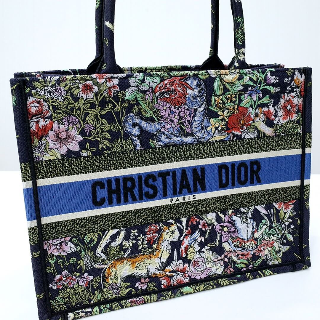 DO1286 Book Tote small size 36.5cm 41.5cm Embroidery green black