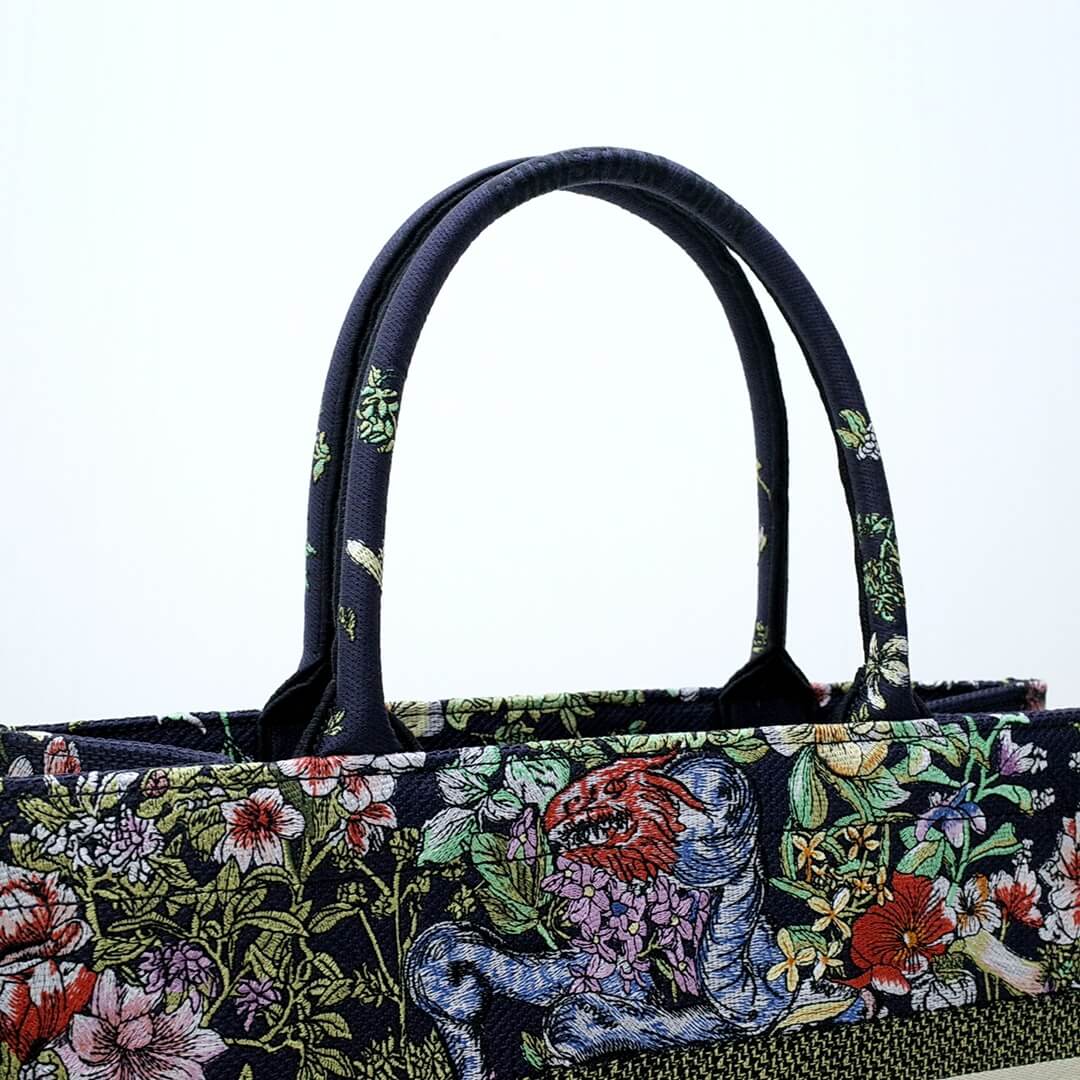 DO1286 Book Tote small size 36.5cm 41.5cm Embroidery green black