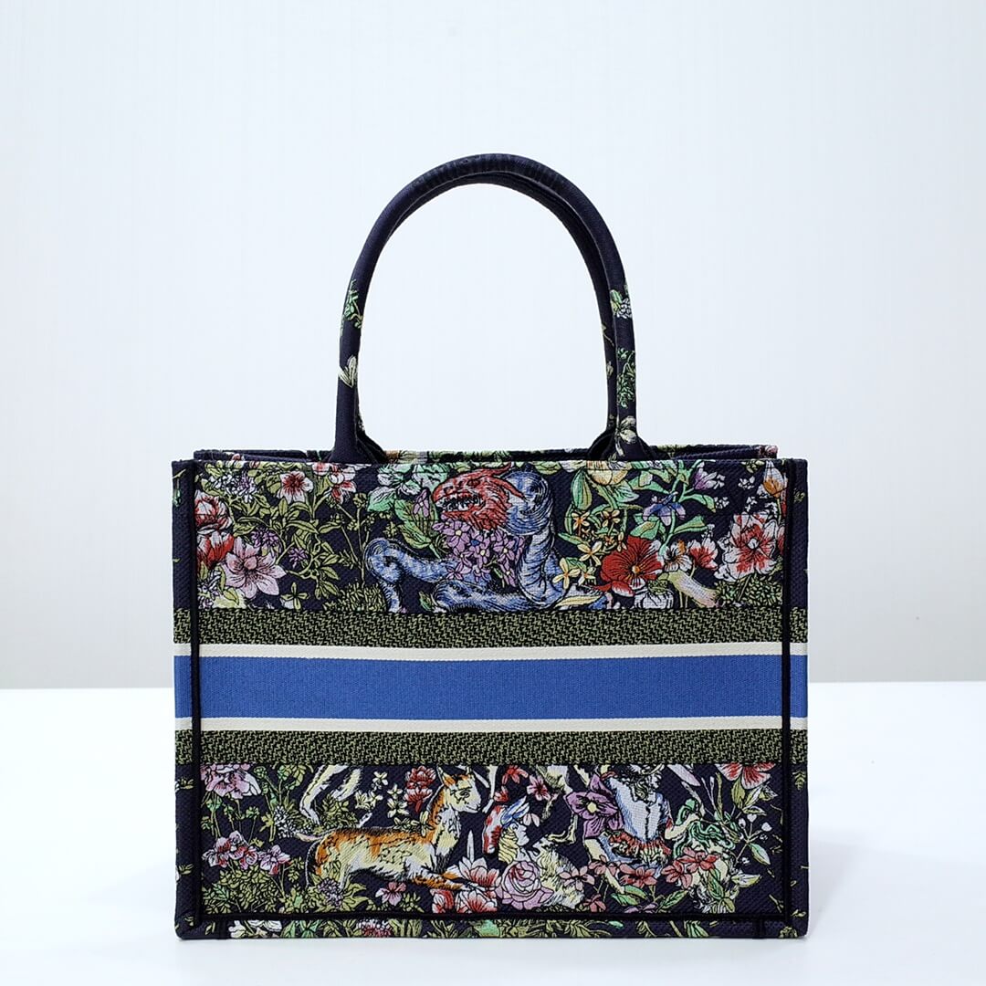 DO1286 Book Tote small size 36.5cm 41.5cm Embroidery green black