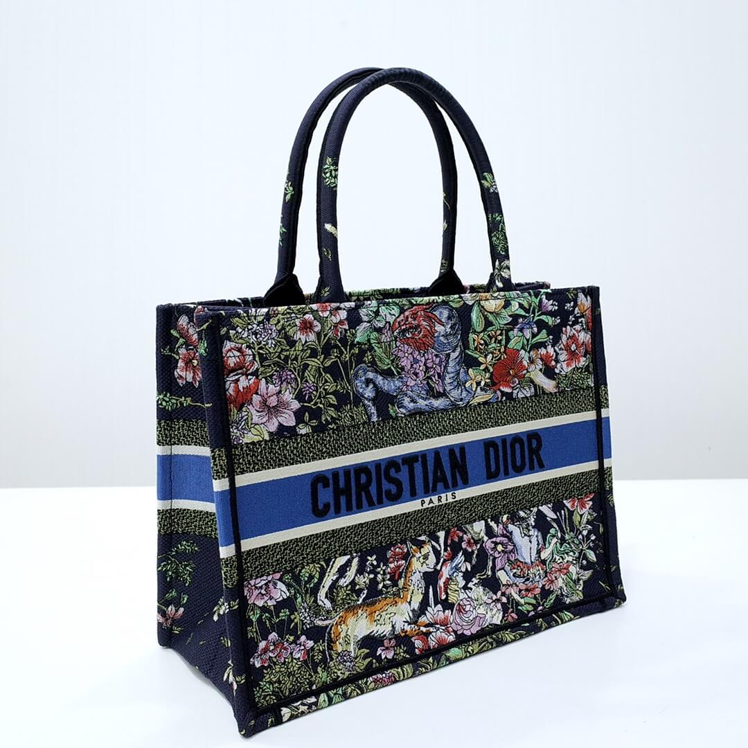 DO1286 Book Tote small size 36.5cm 41.5cm Embroidery green black