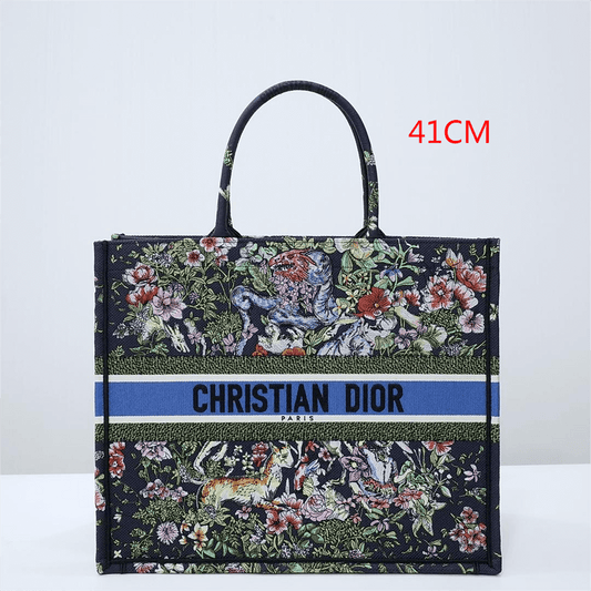 DO1286 Book Tote BIG size 41.5cm 36.5cm Embroidery LOGO Handbag black blue