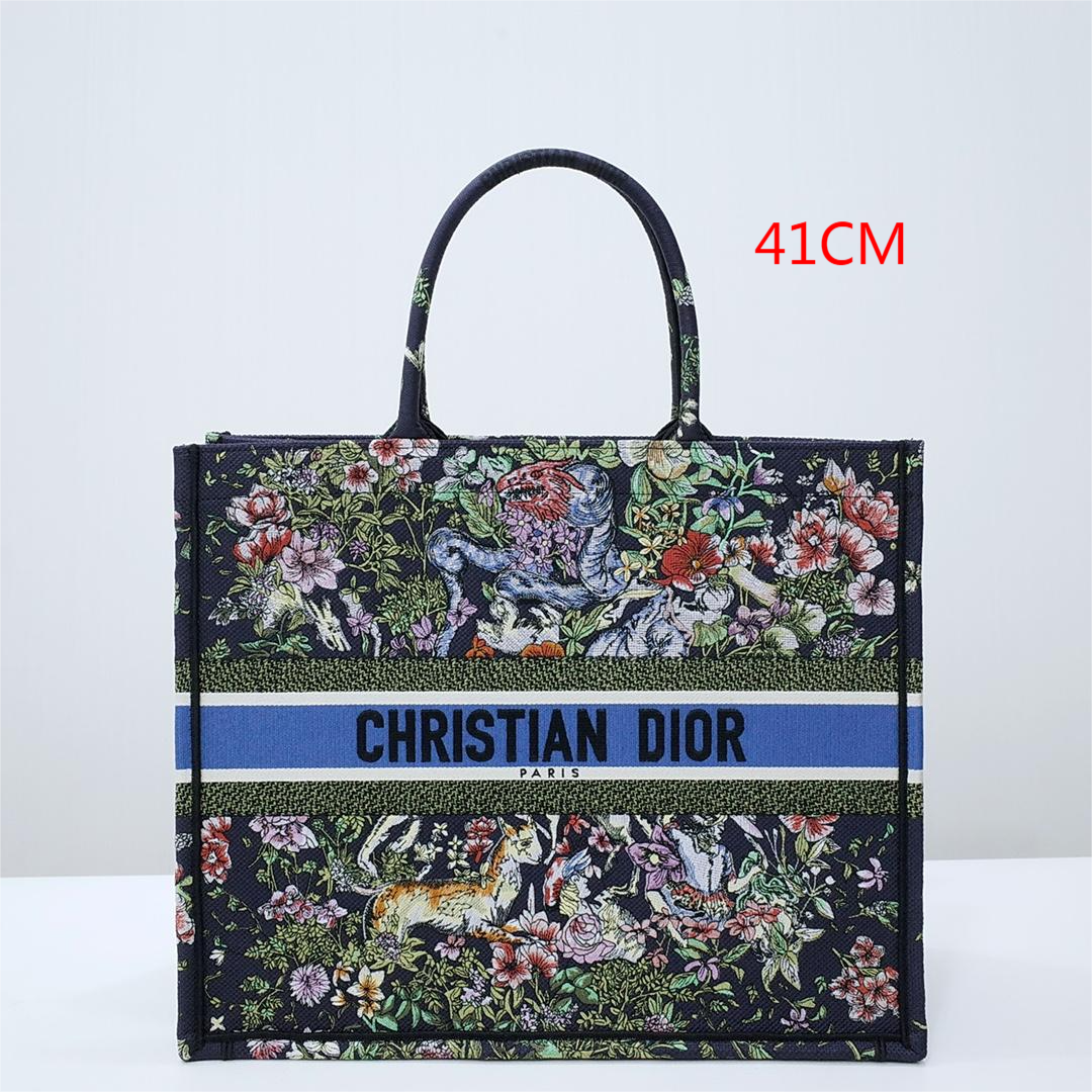 DO1286 Book Tote small size 36.5cm 41.5cm Embroidery green black