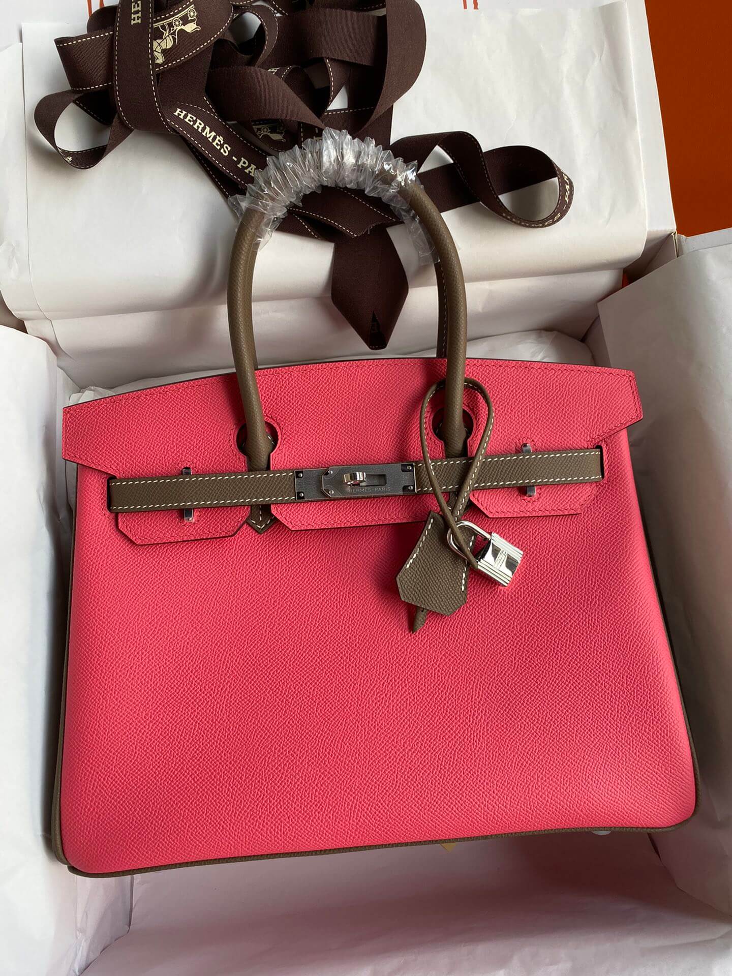 birkin 30 pink grey epsom