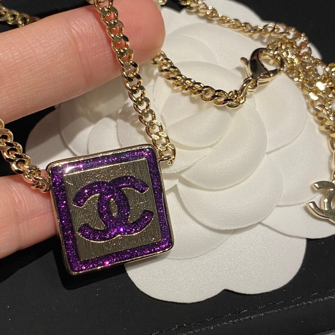 CHA necklace earrings Treasure Sparkling Purple Block Jewelry Free shipping