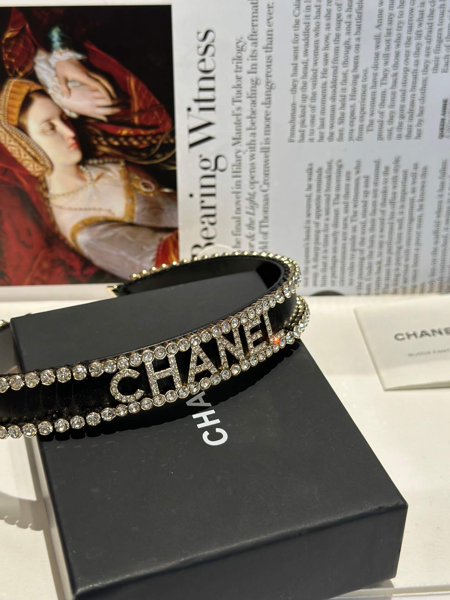 Chanel Small Fragrance Black Leather Inlaid Diamond Fashion Versatile Mesh Red Neckchain XLC18