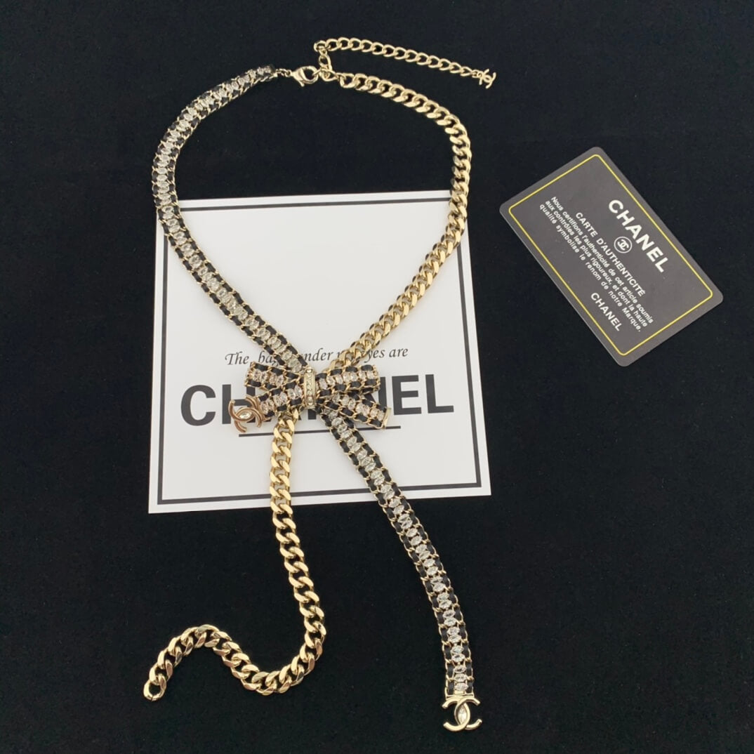 Chanel's New Light Luxury High Grade Bow Tie Wheat Ear Diamond Necklace XL13168A12