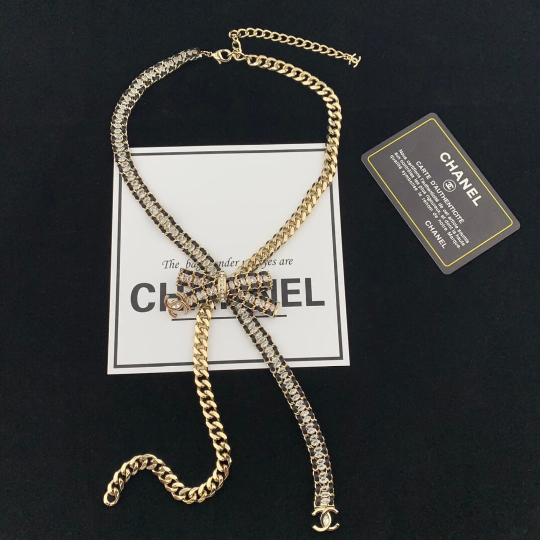 Chanel's New Light Luxury High Grade Bow Tie Wheat Ear Diamond Necklace XL13168A12