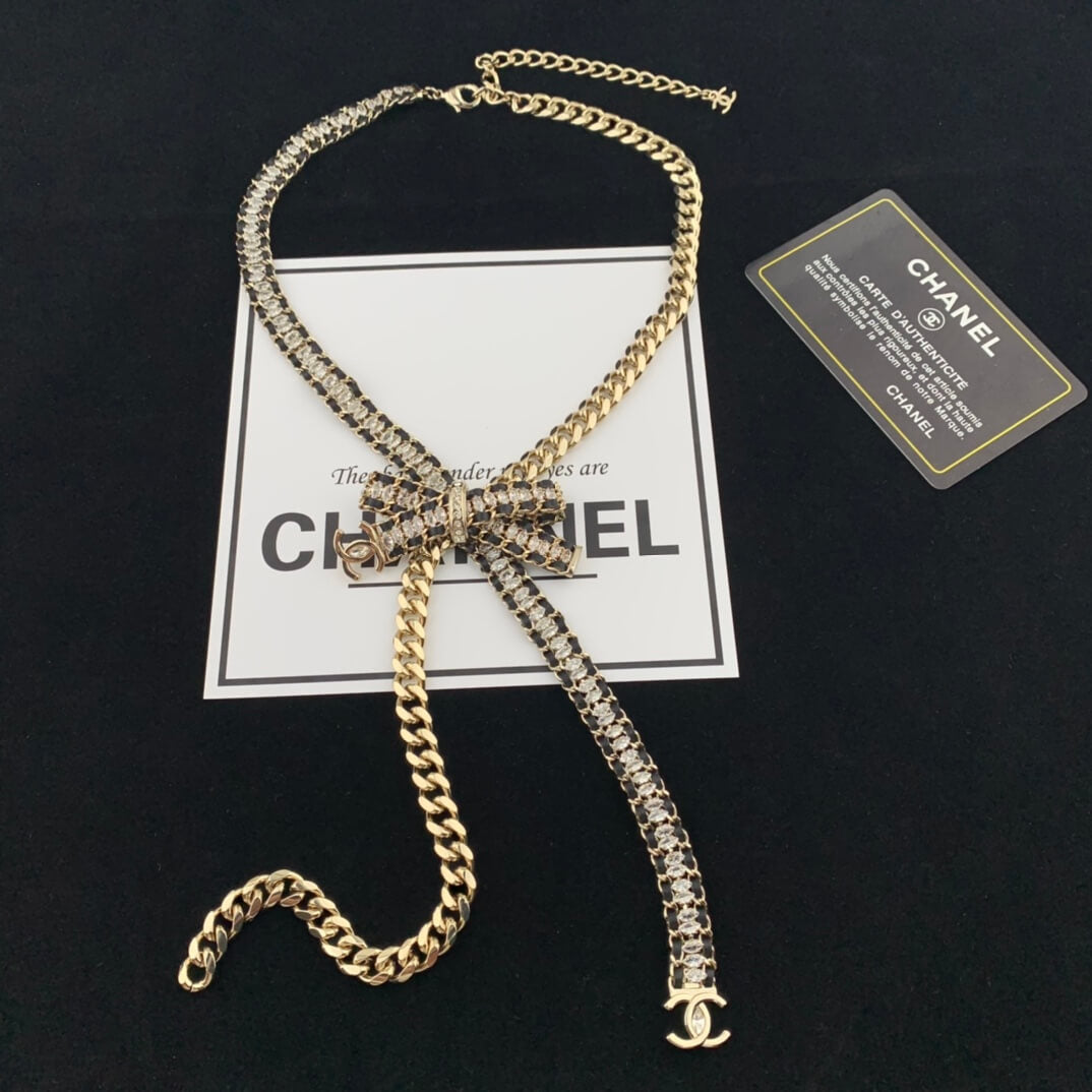 Chanel's New Light Luxury High Grade Bow Tie Wheat Ear Diamond Necklace XL13168A12