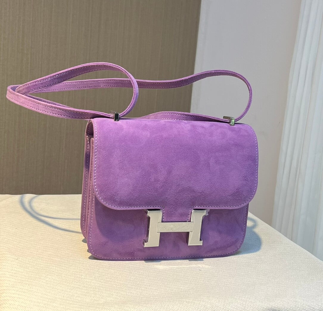 HM Constance 19 Chamois leather lavender purple silver