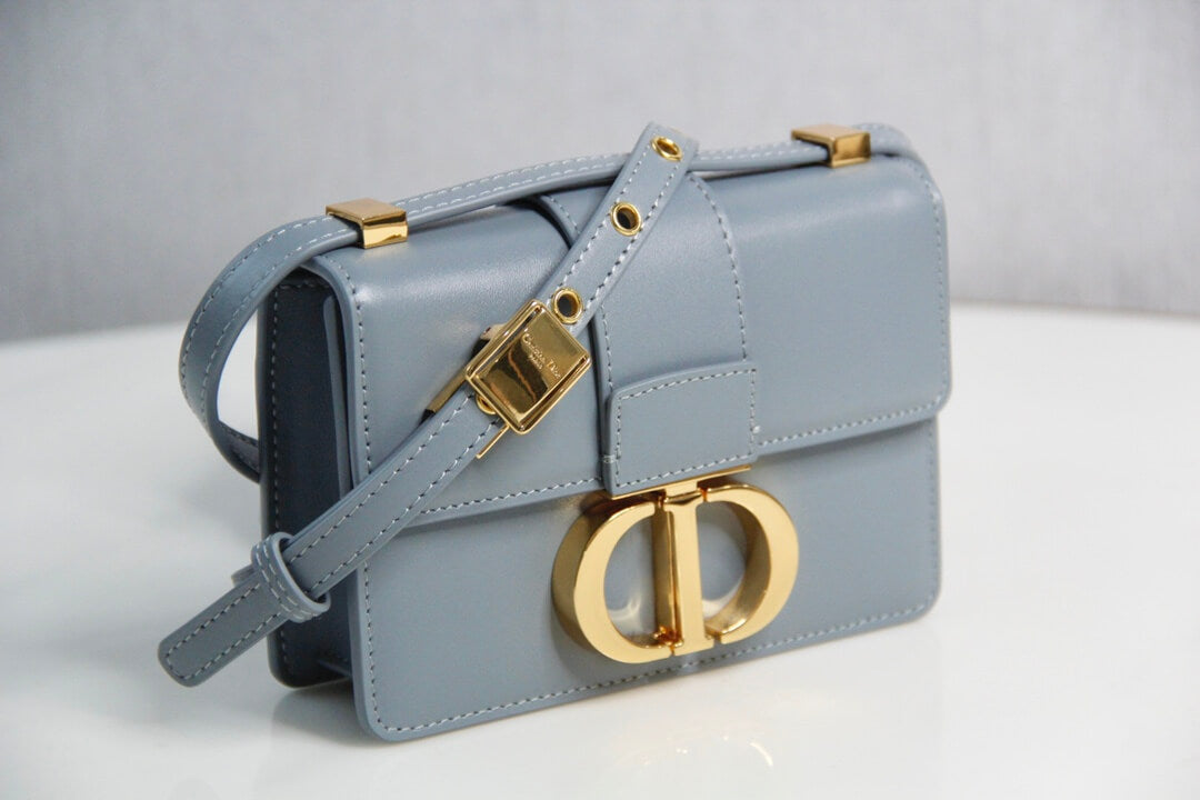 DO9006 mini Montaigne shoulder bag cross body bags light blue COWHIDE/ REAL LEATHER