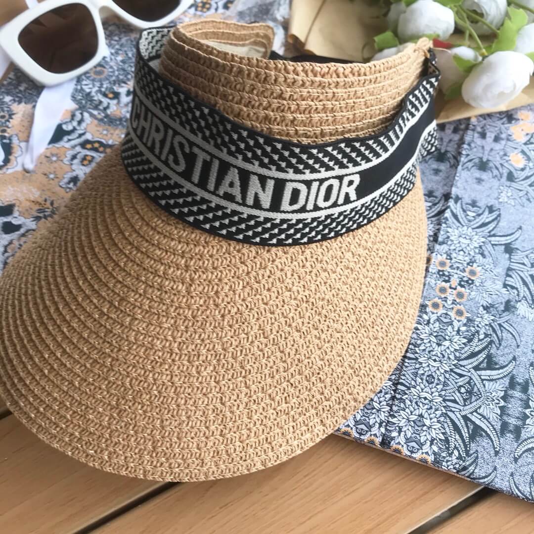 Dior Sunscreen Versatile Ribbon Hollow Top Straw Hat MZ13168A4