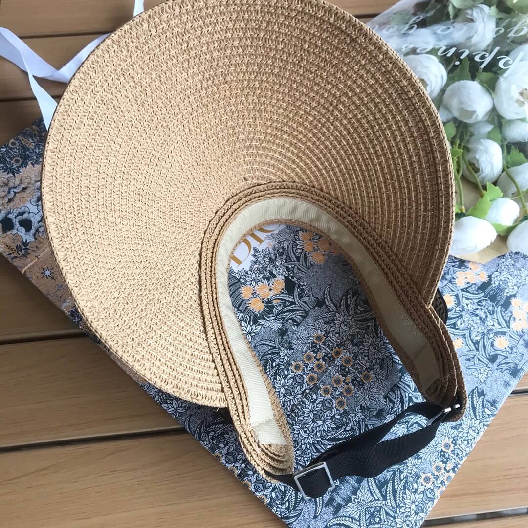 Dior Sunscreen Versatile Ribbon Hollow Top Straw Hat MZ13168A4