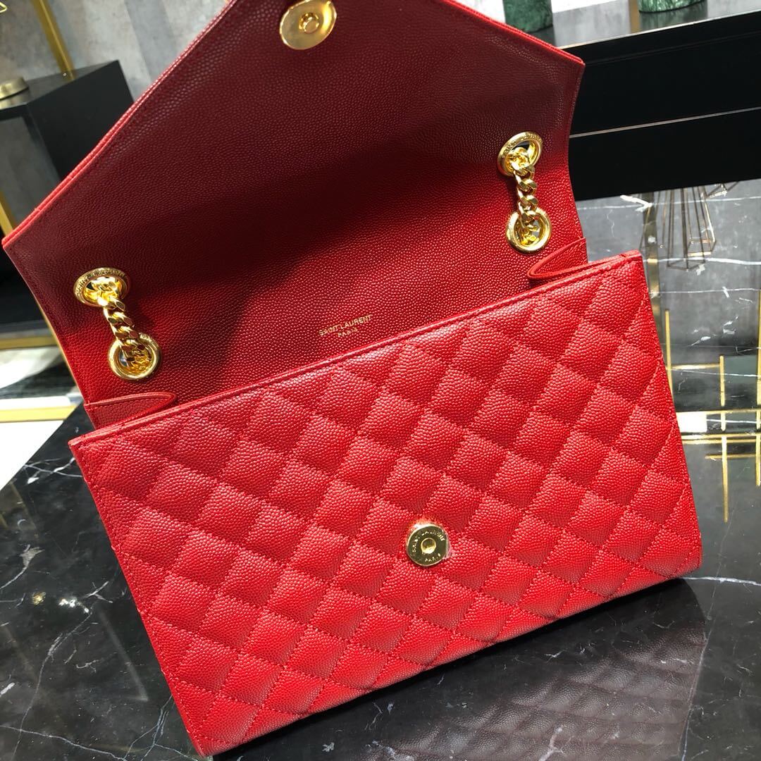 red chain bag