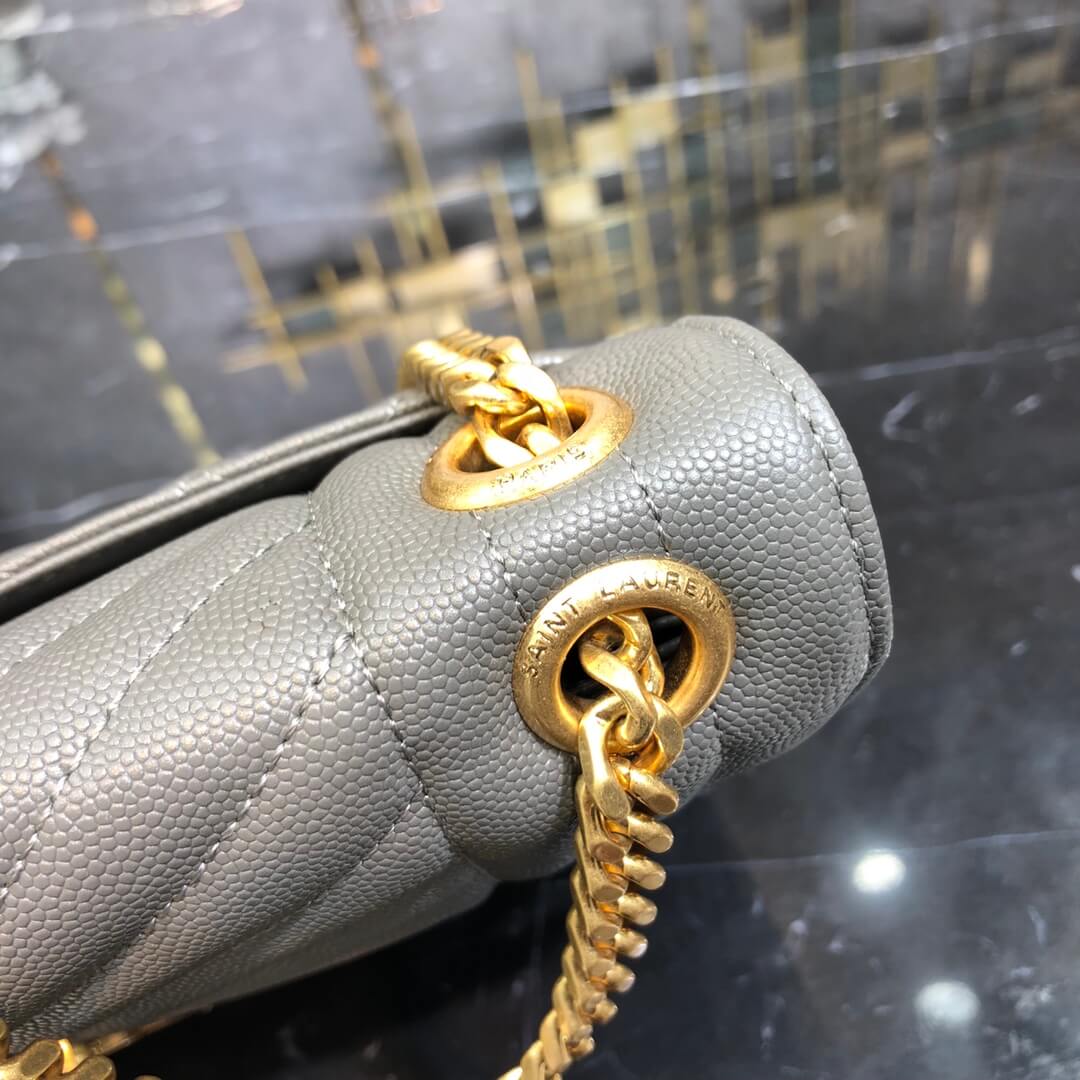 gold chain grey leather shoulder bag