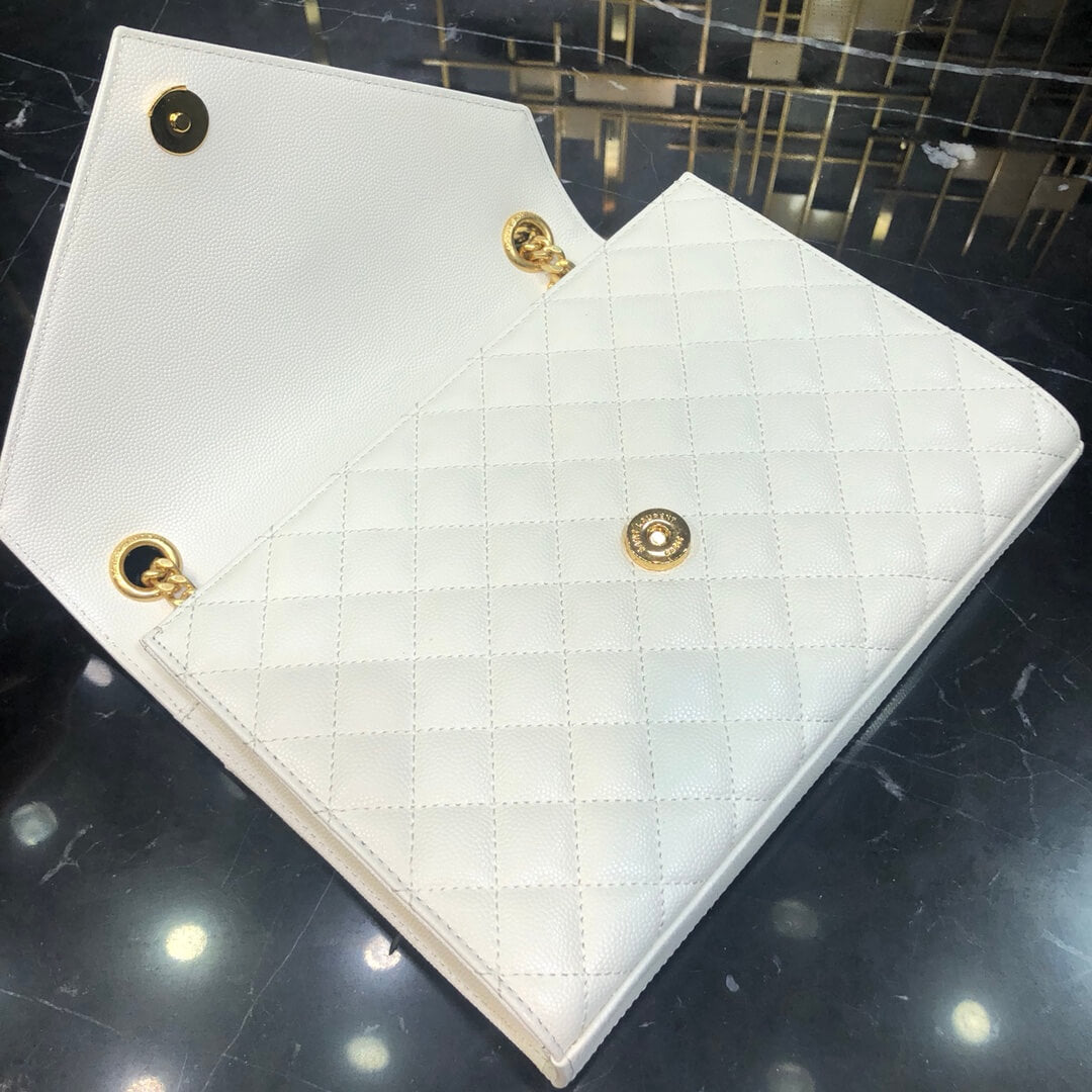 YS-L ENVELOPE MM shoulder crossbody bag real caviar leather white gold hardware