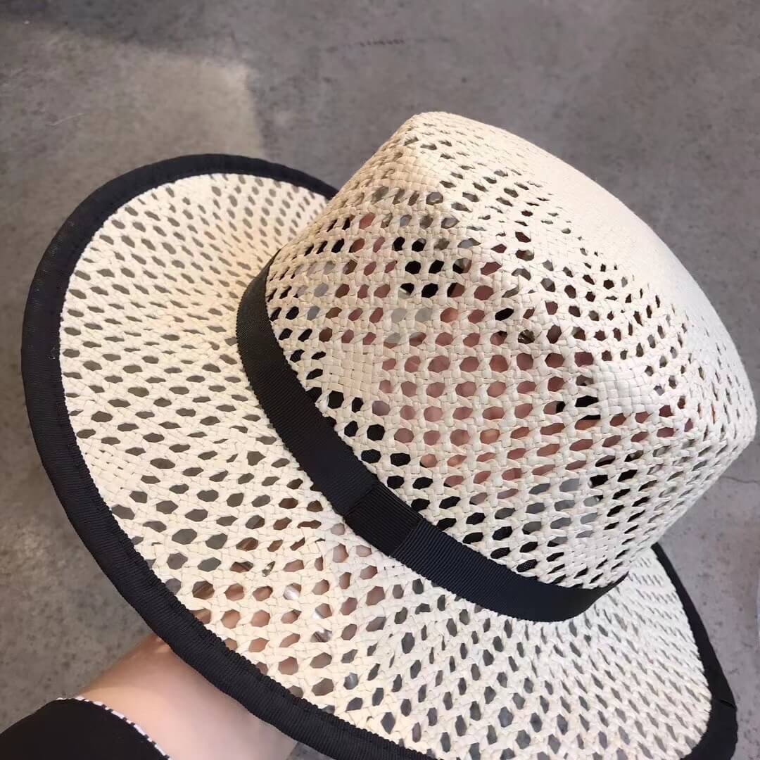 Fashion Versatile Hollow Flat Top Straw Hat MZ13168A5