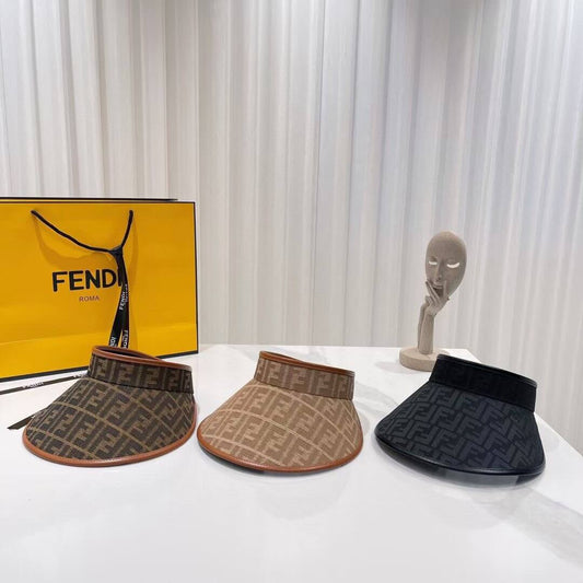 Fendi Summer European and American Style Black Gum Classic New Travel Sunscreen Empty Top Hat MZ13168A16