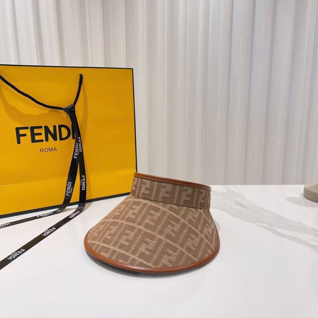 Fendi Summer European and American Style Black Gum Classic New Travel Sunscreen Empty Top Hat MZ13168A16