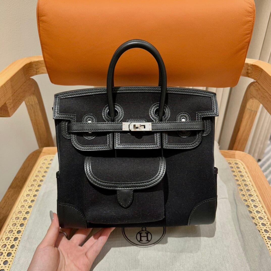 HM Birkin Cargo 25 canvas with swift leather black