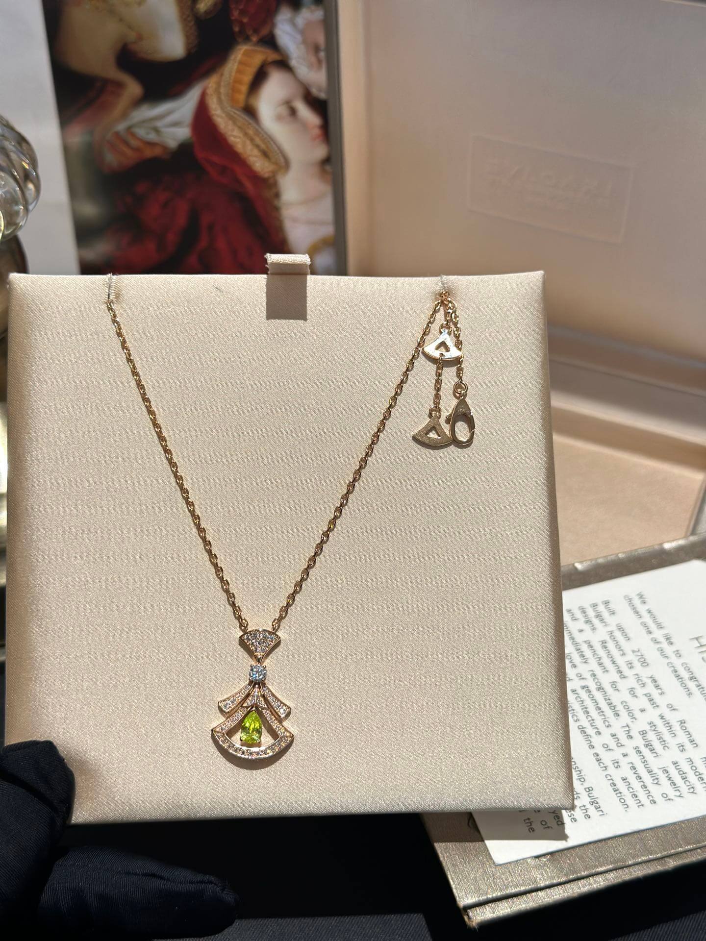 High end popular high-end fan shaped diamond rose gold necklace in Europe and America XLC25