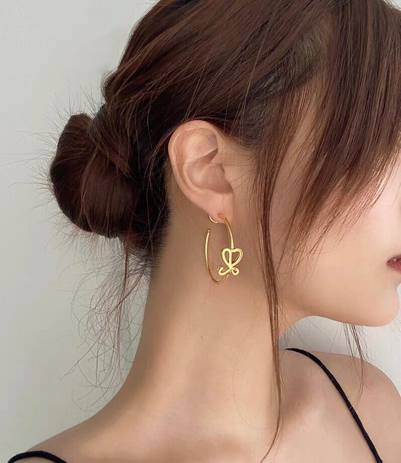 LOE New Big Circle Earrings Personalized and Simple 18k Gold EH13168A15