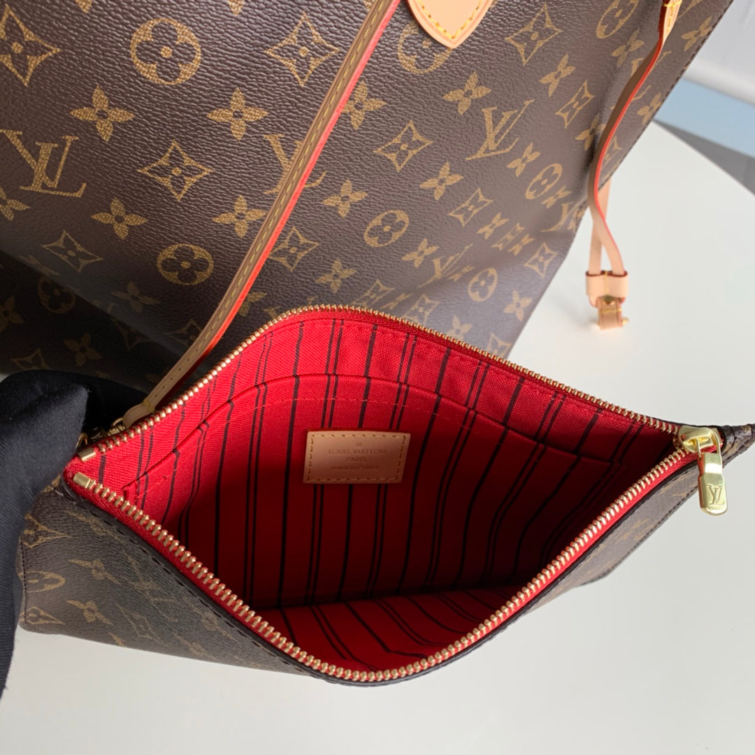 Neverfull M41177 RED INSIDE  MM Shoulder tote bag M40995 Monogram GHW Used