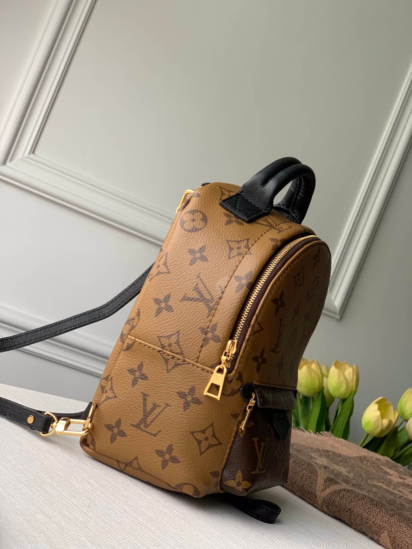 M44872 PALM SPRINGS MINI montsouris MONOGRAM backpack cowhide Khaki