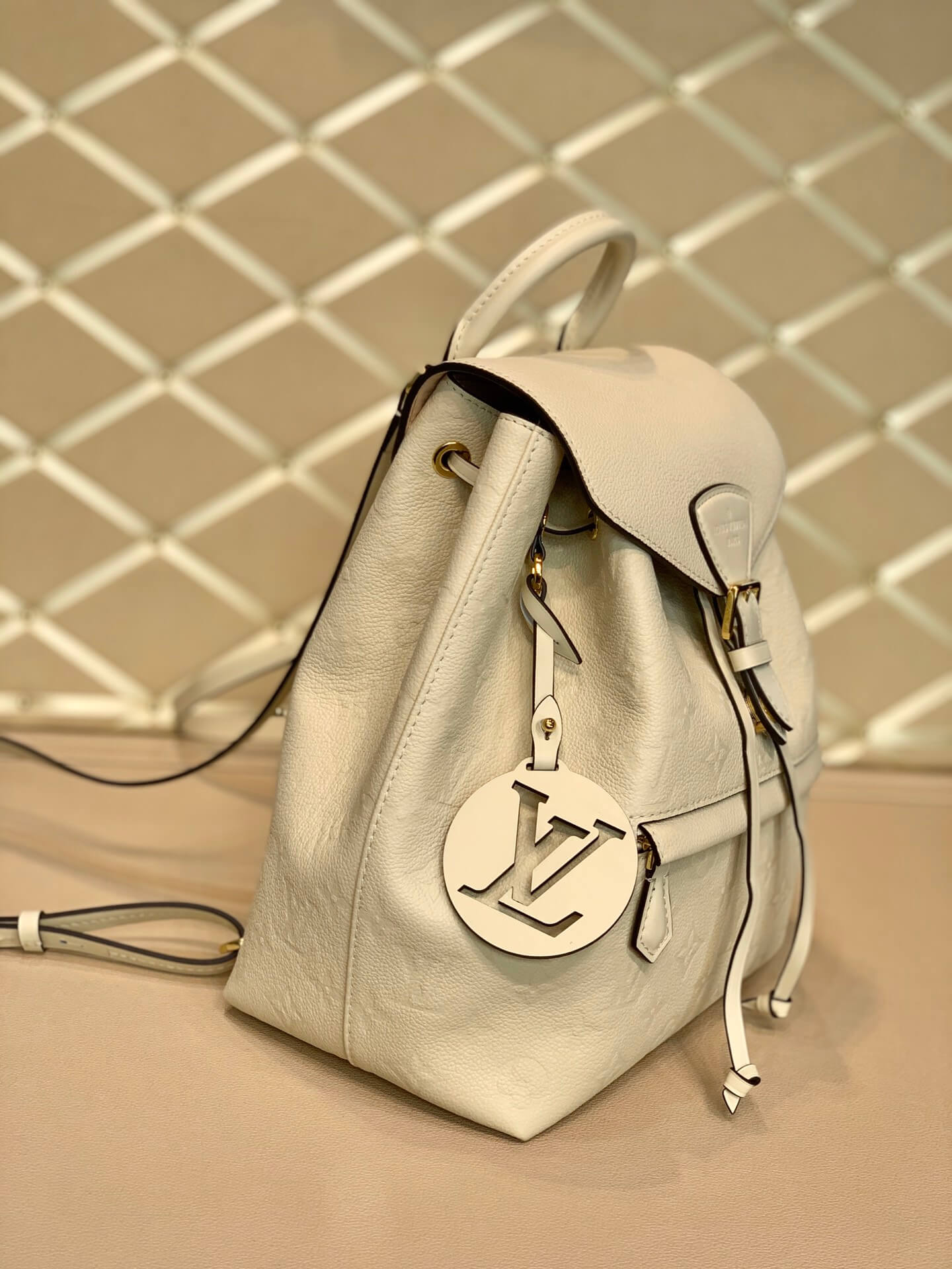 M45397 Montsouris Monogram Empreinte backpack milk white calfskin