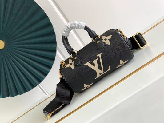 M45708 Papillon BB prefall Papillon trunk toile shoulder bag black calfskin Monogram Empreinte