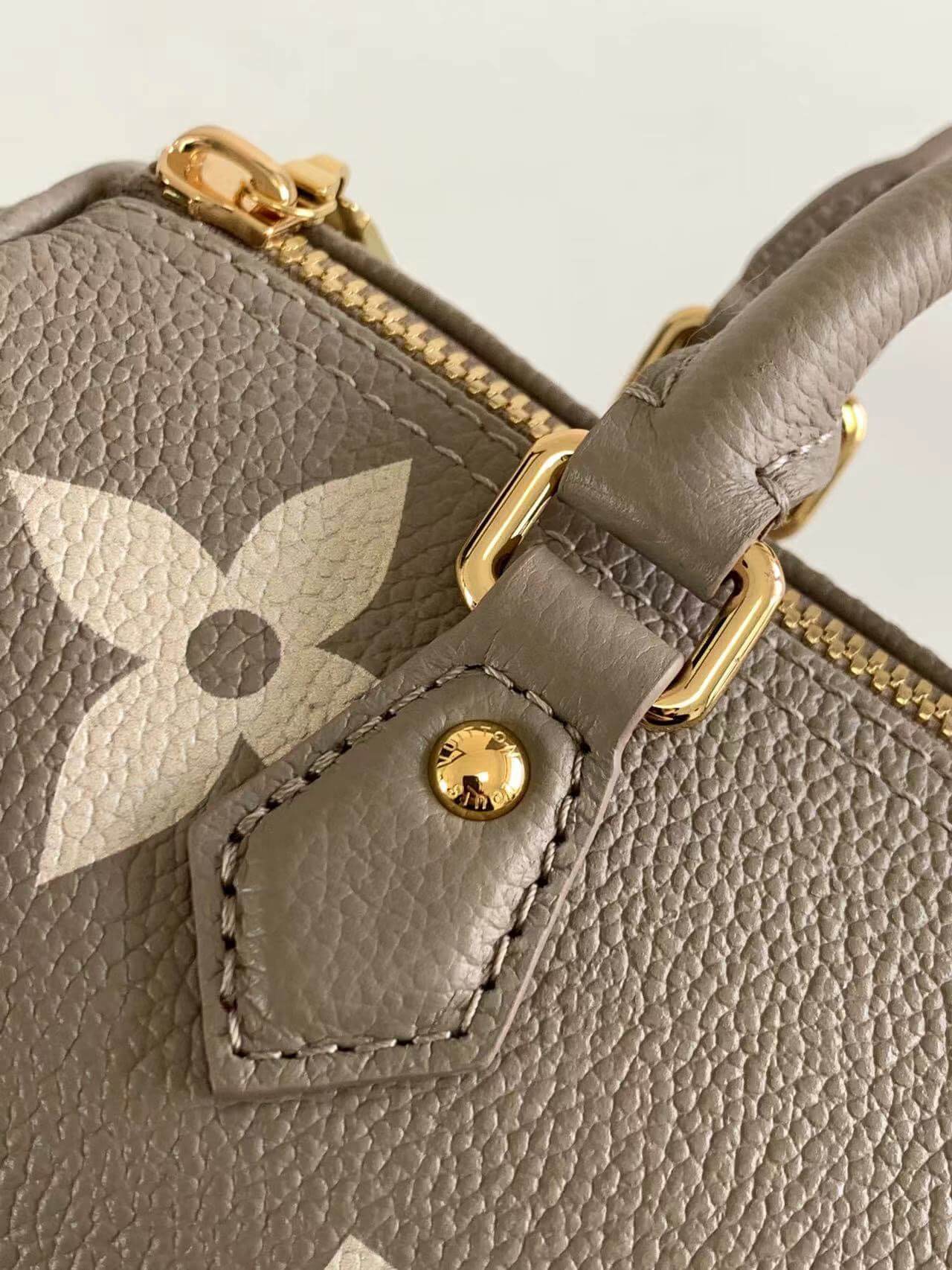 M45708 Papillon BB prefall Papillon trunk toile shoulder bag grey calfskin Monogram Empreinte