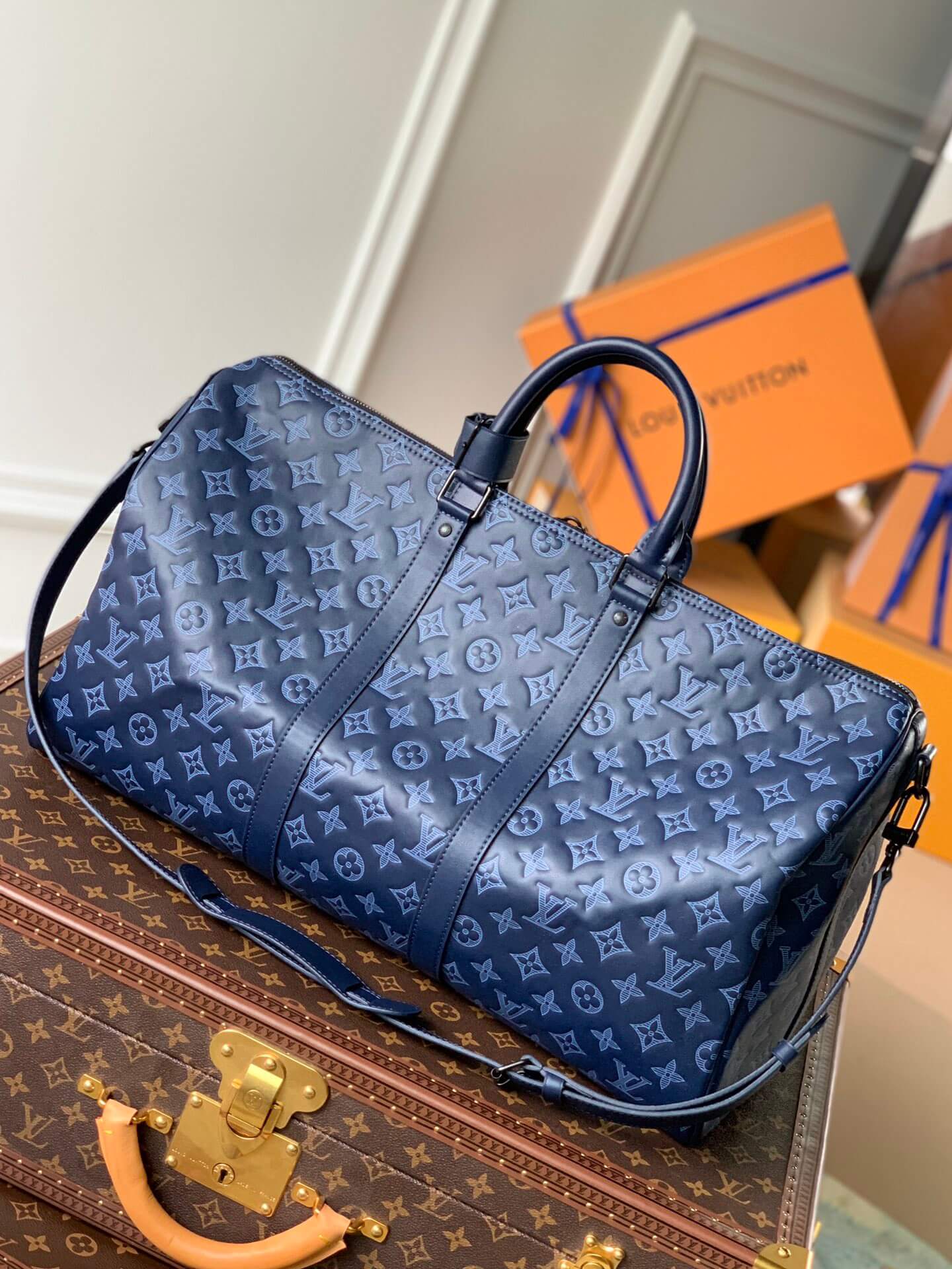 M45731 KEEPALL BANDOULIÈRE 50 Monogram Shadow blue TOP quality